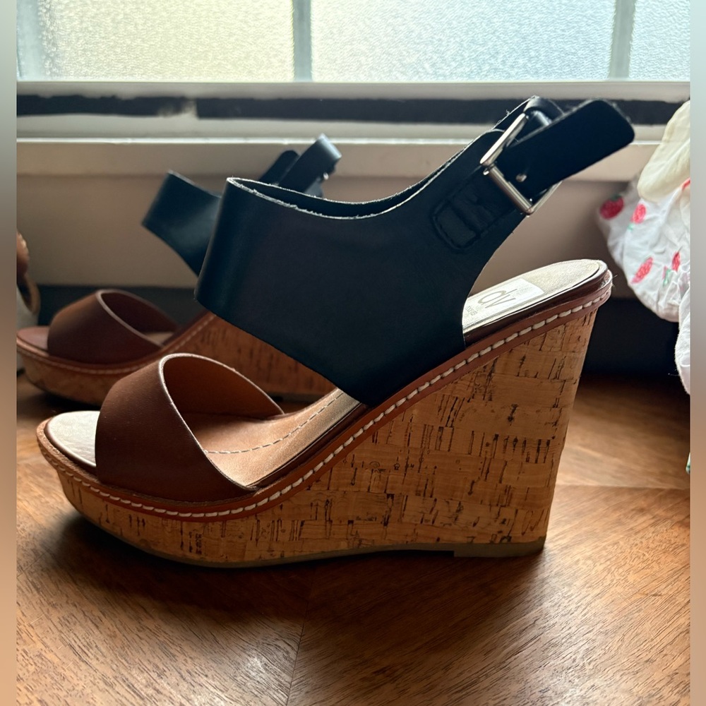 Black and Tan cork wedges